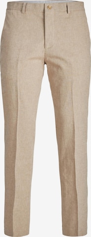 JACK & JONES Slim fit Trousers with creases 'Riviera' in Beige: front