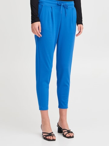 ICHI Slimfit Bandplooibroek 'Kate' in Blauw: voorkant