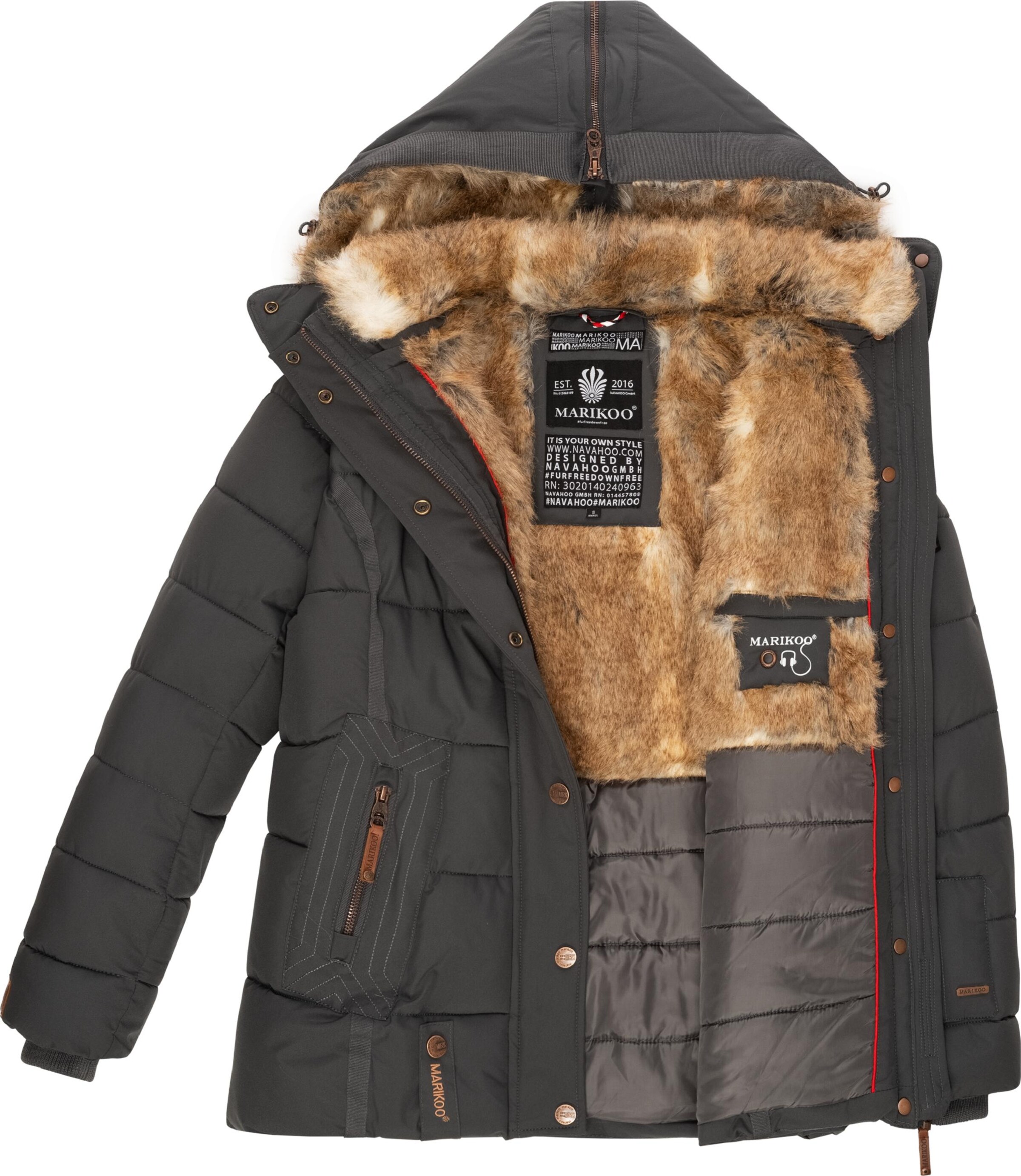 MARIKOO Winter jacket 'Nekoo' in Grey