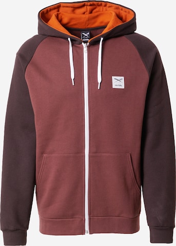 Iriedaily Zip-Up Hoodie in Brown: front