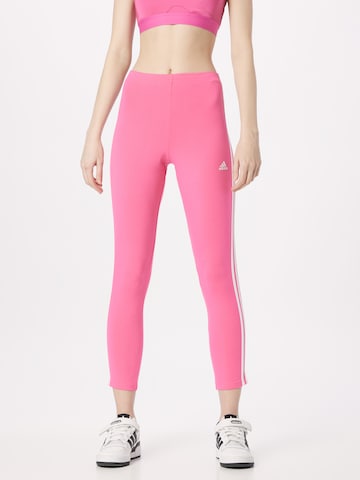 rozā ADIDAS SPORTSWEAR Šaurs Sporta bikses 'Essentials 3-Stripes High-Waisted ': no priekšpuses