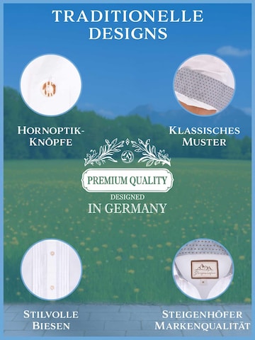 Steigenhöfer Regular Fit Trachtenhemd 'Trachtenhemd - Victor'‌‌‌‌‌‌‌‌ in Weiß