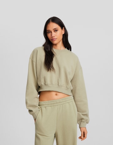 Sweat-shirt Bershka en beige : devant