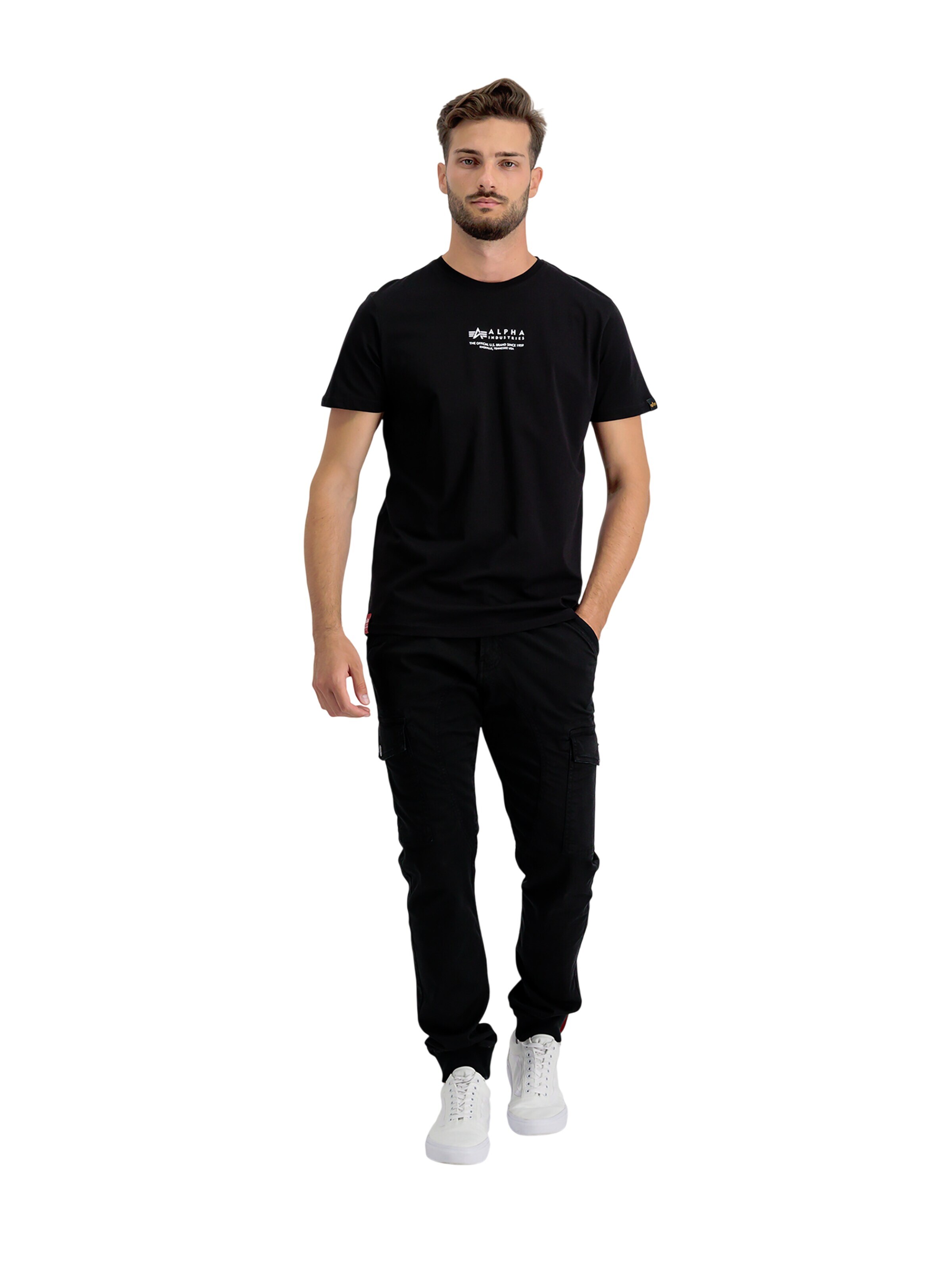 ALPHA INDUSTRIES Shirt 'Alpha Wording'‌‌‌‌‌‌‌ in Schwarz