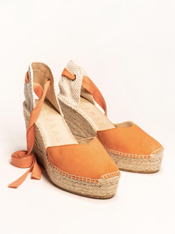Alhamas Sandaal 'Alpargata Cuña 10 cm' in Oranje
