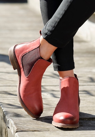 LASCANA Chelsea boots in Rood: voorkant