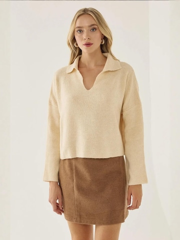 Hiccup Pullover in Beige: Vorderseite