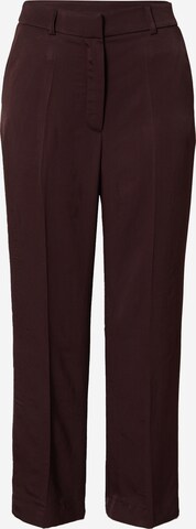 A LOT LESS Loose fit Trousers with creases 'Maggie' in Brown: front