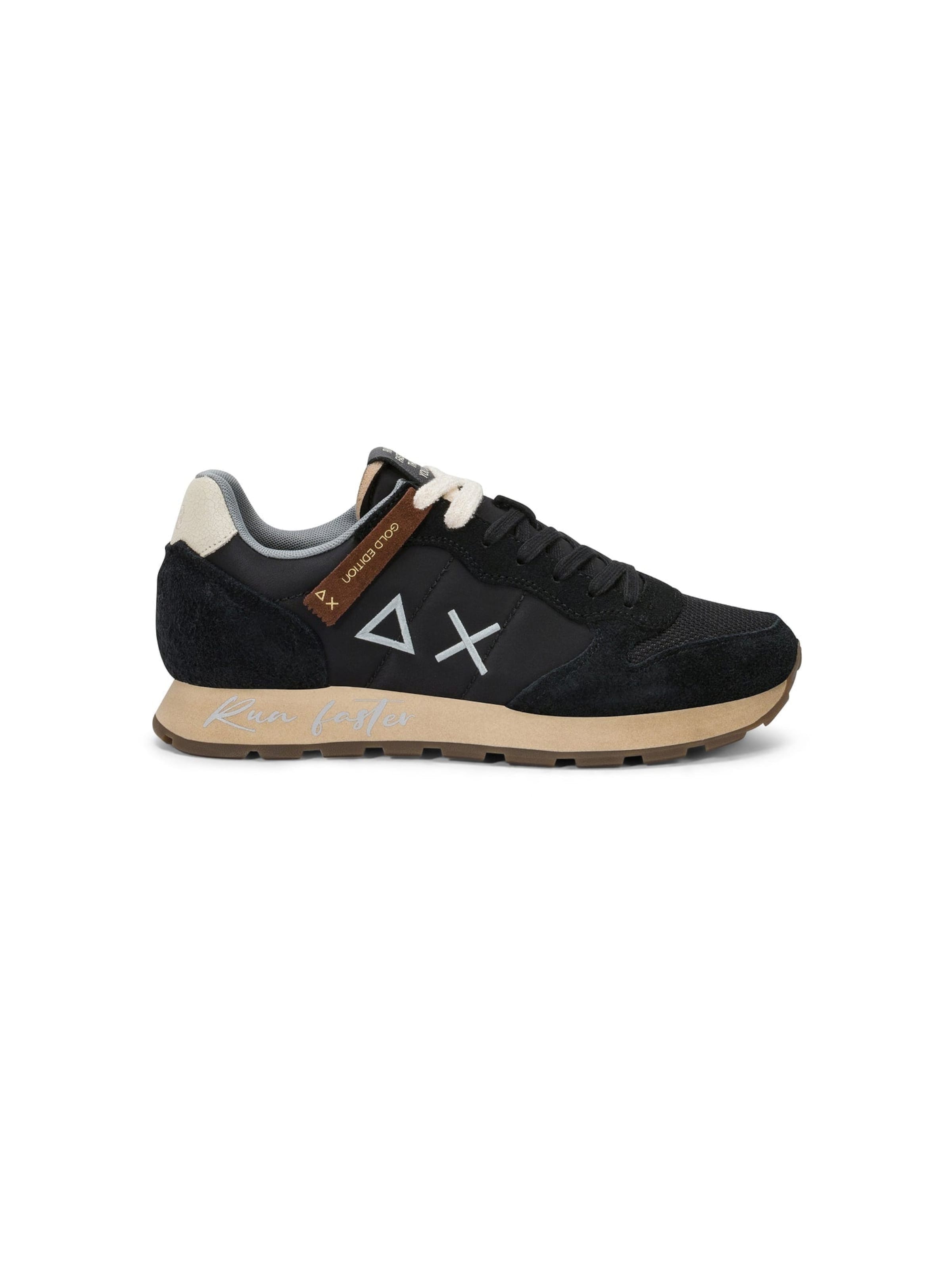 Sneaker bassa 'Men's Tom Vintage Nylon and Suede Sneaker' di SUN68 in nero: frontale