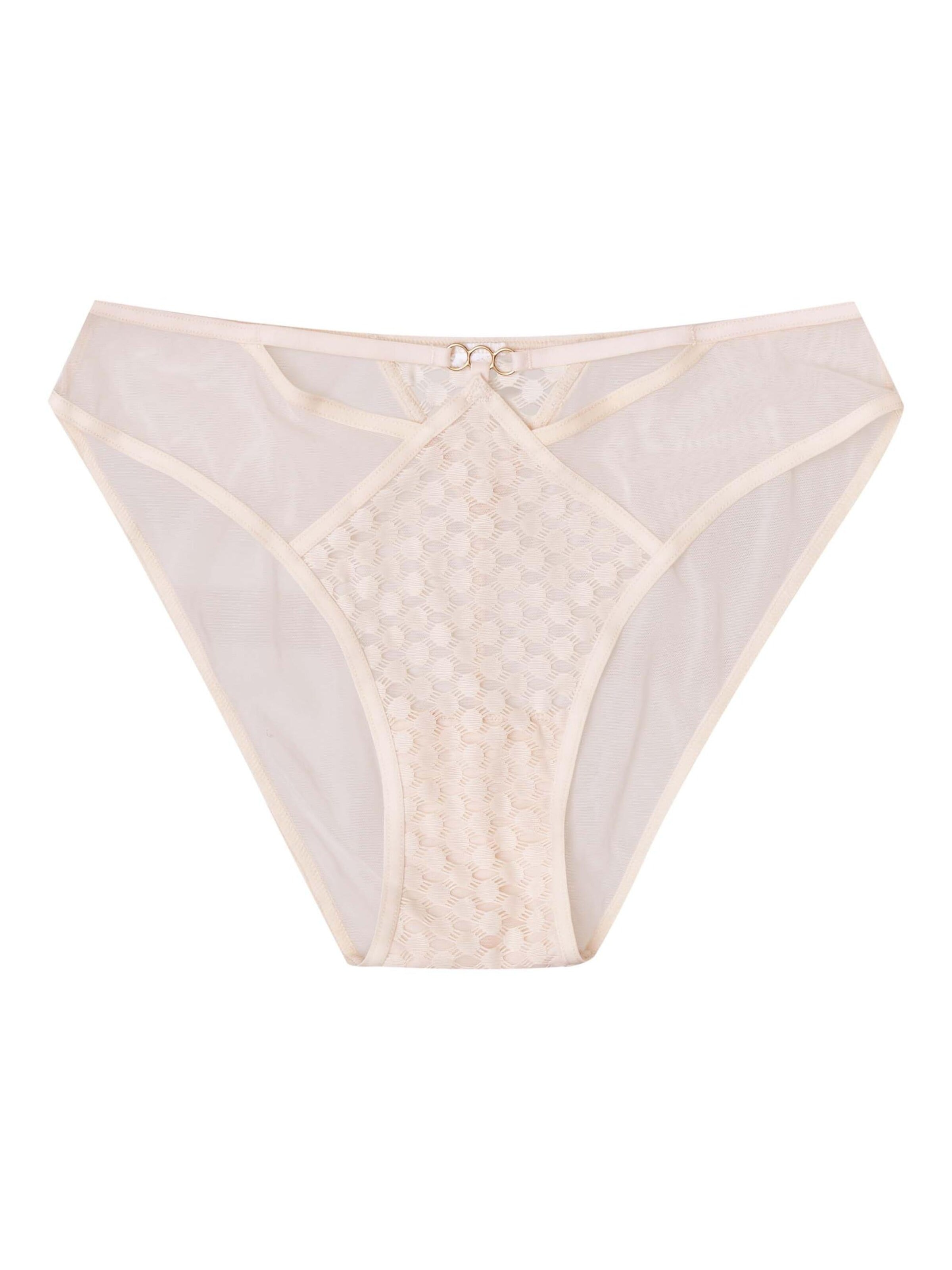 Panty 'Slip Ohara, dekorative Zierriemen, Punktemuster, goldfarbene Details L' di ESOTIQ in beige: frontale