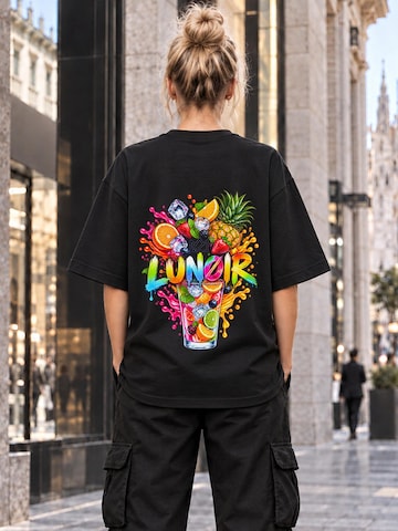 LUNØIR Studio Póló 'Tropical Riot – Fruit Splash' - fekete