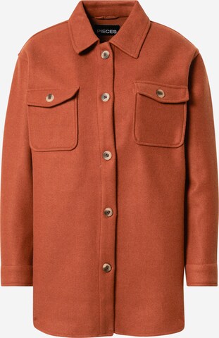 PIECES Between-Season Jacket 'Judy' in Brown: front