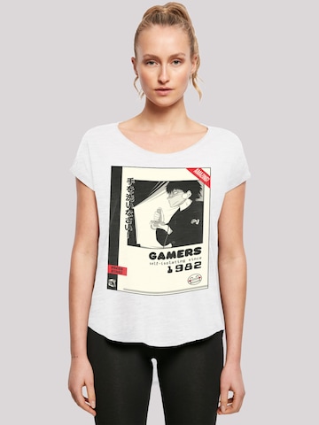 T-shirt 'Retro Gaming self-isolating since 1982' F4NT4STIC en blanc : devant