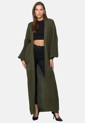 Elara Gebreide mantel in Groen: voorkant