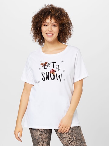 ONLY Carmakoma Shirts 'SNOW' i hvid: forside