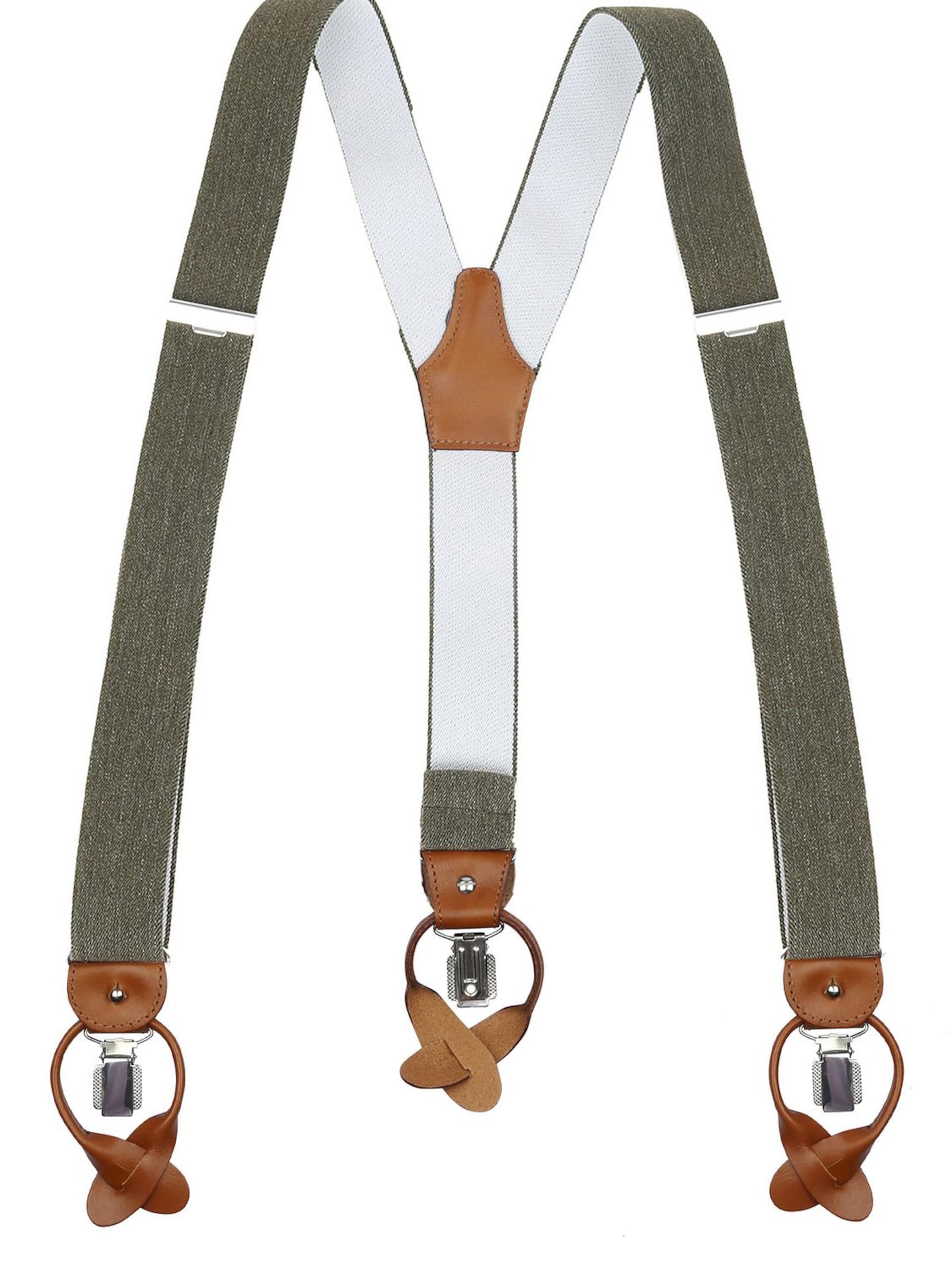 Profuomo Suspenders in Green: front