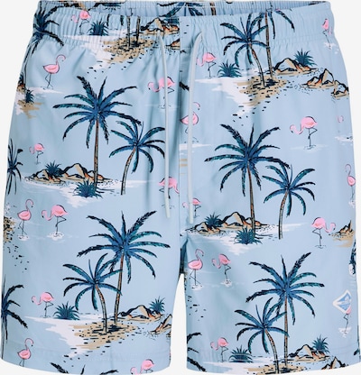 JACK & JONES Kupaće hlače 'JPSTMaui' veličine S u pijesak / pastelno plava / tamno plava / roza, Pregled proizvoda