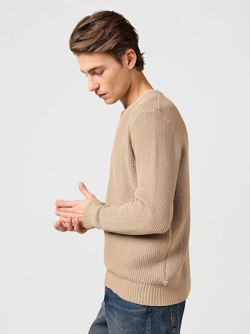 WRANGLER Sweater 'CREWNECK TIMBERWOLF' in Beige