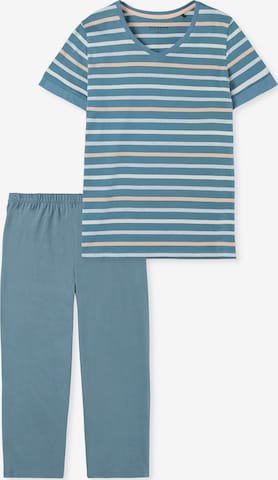 SCHIESSER Short Pajama Set 'Casual Essentials' in Blue: front