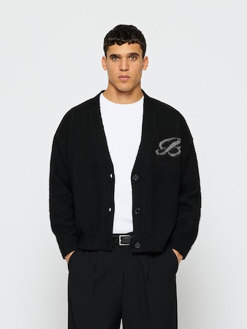 Burocs Knit Cardigan 'Fuzzy' in Black: front