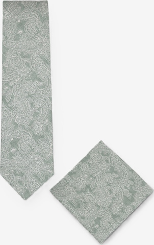 Real Guys Set Krawatte mit passendem Einstecktuch in Grün: Vorderseite