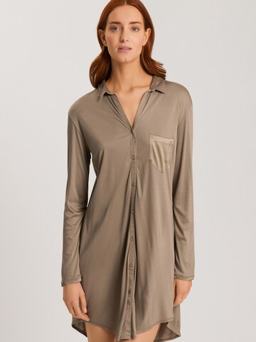 Hanro Pajama shirt ' Central ' in Brown: front