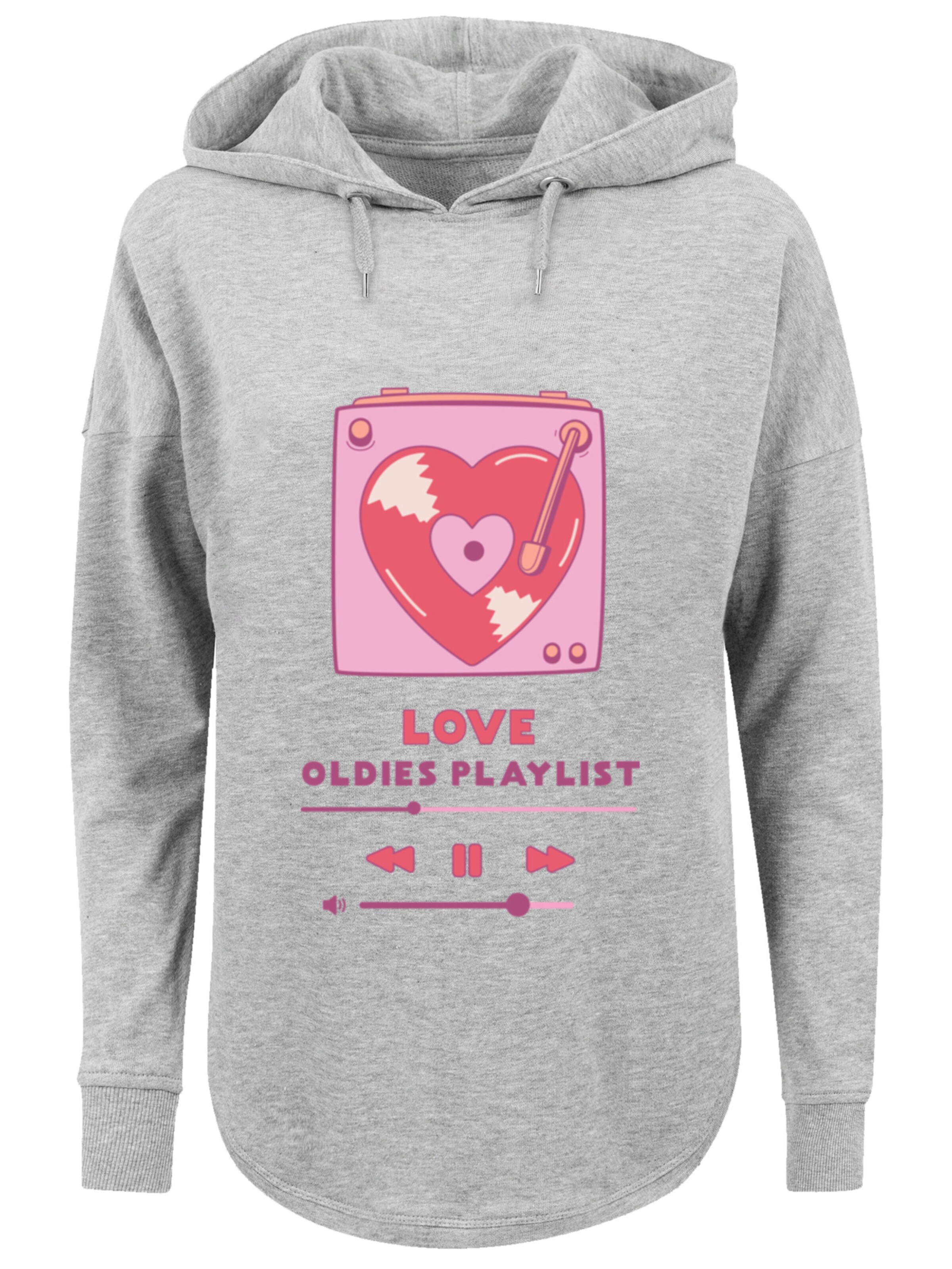 F4NT4STIC Sweatshirt 'Love Oldies Playlist  Valentinstag' in Grey: front