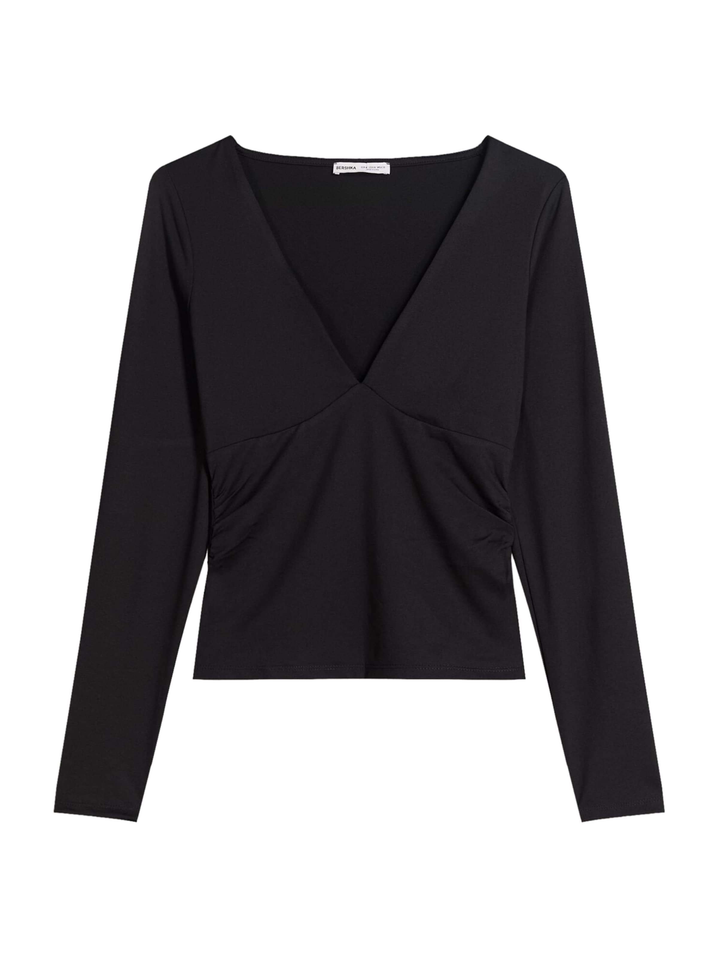 Bershka Majica | črna barva: sprednja stran