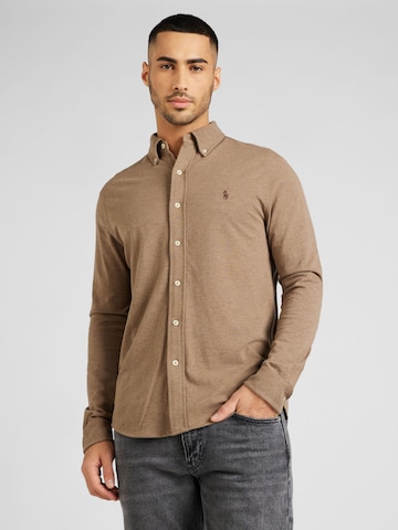 Polo Ralph Lauren Slim fit Button Up Shirt in Brown: front