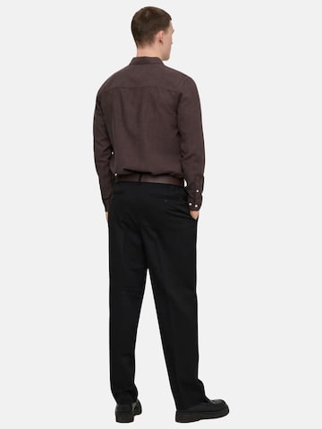 Only & Sons Slim fit Overhemd 'ONLY & SONS ONSCAIDEN LIFE LS SOLID LINEN BLEND NOOS CAMICIA' in Bruin