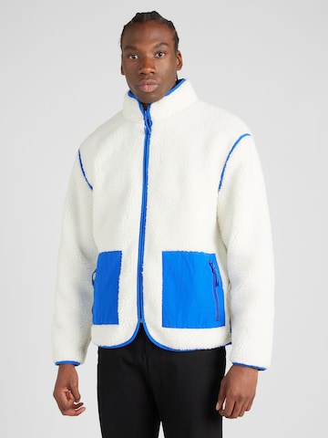 TOPMAN Fleece jas in Wit: voorkant