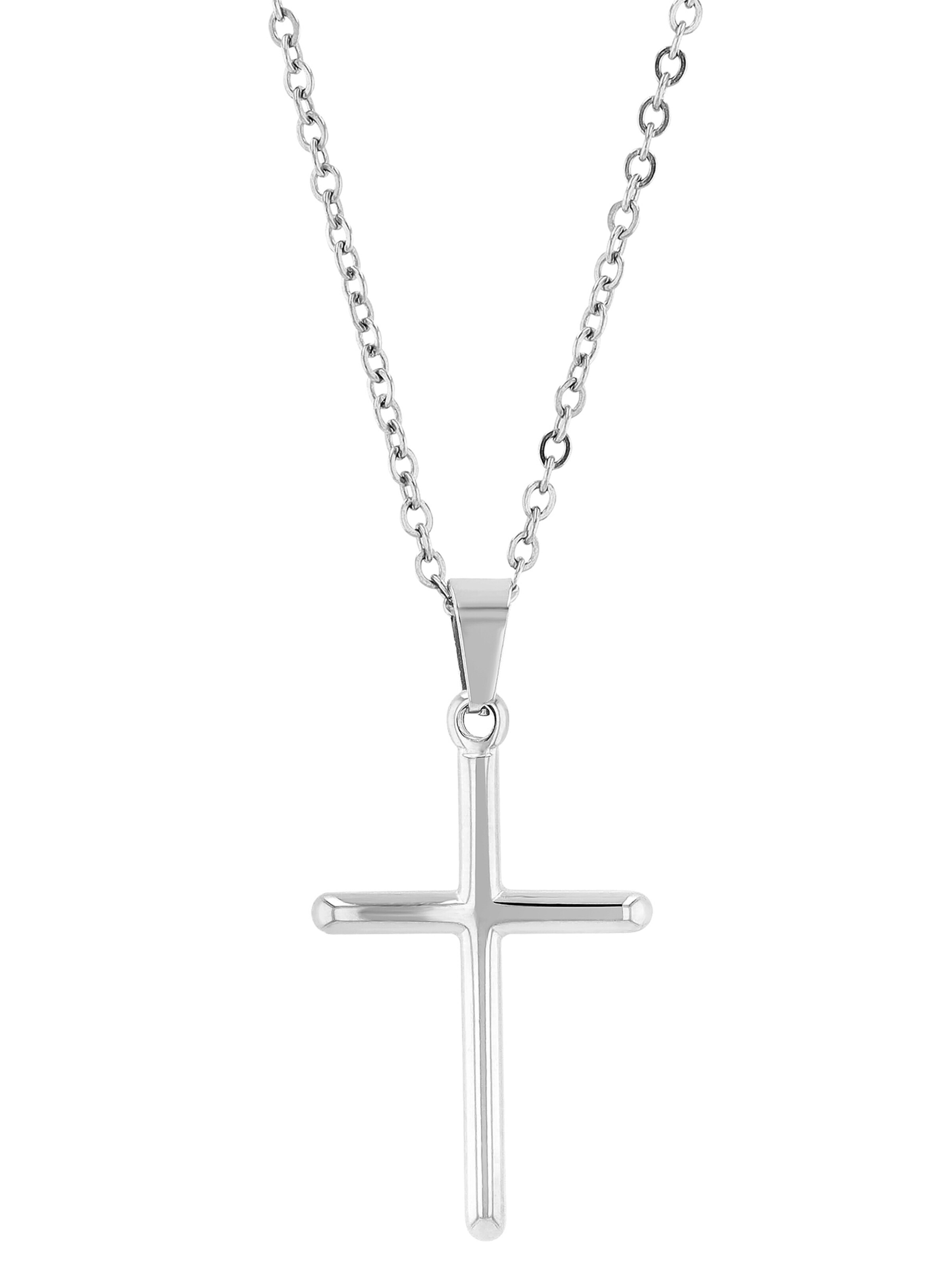Akzent Pendant '"Mara" Edelstahl - Schlicht & Elegant - Kreuz' in Silver: front