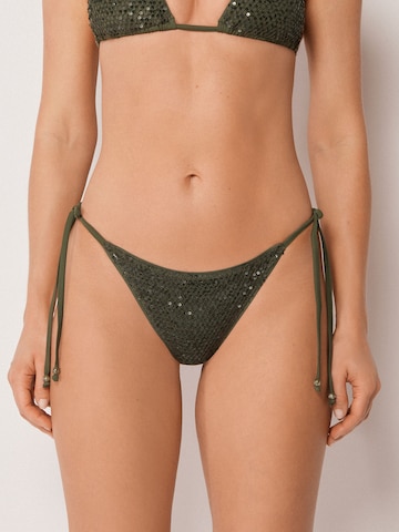 CALZEDONIA Bikini Bottoms 'Sequin Net' in Green: front