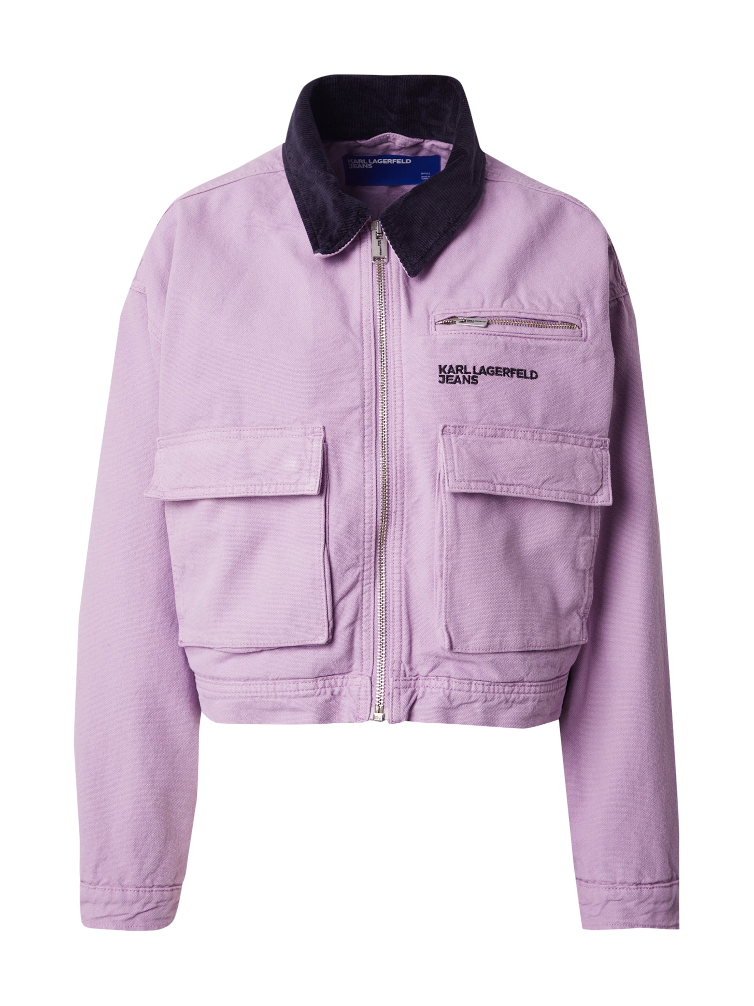 KARL LAGERFELD JEANS Φθινοπωρινό και ανοιξιάτικο μπουφάν σε λιλά: μπροστά