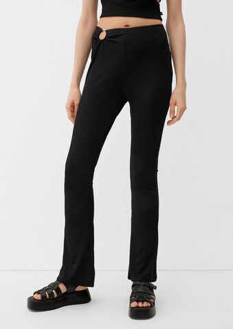 QS - Acampanado Pantalón en negro: frente