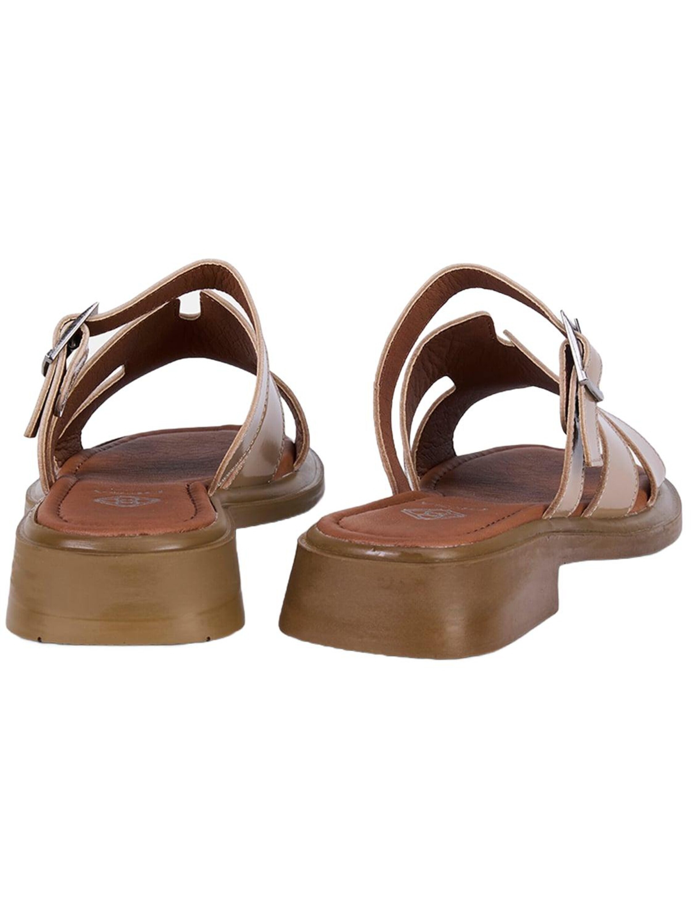 Desa Mules 'DESA Damen-Pantoletten aus Lackleder mit verstellbarer Schnalle' in Beige