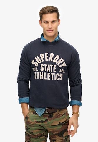 Sweat-shirt 'Athletic Essentials' Superdry en bleu : devant