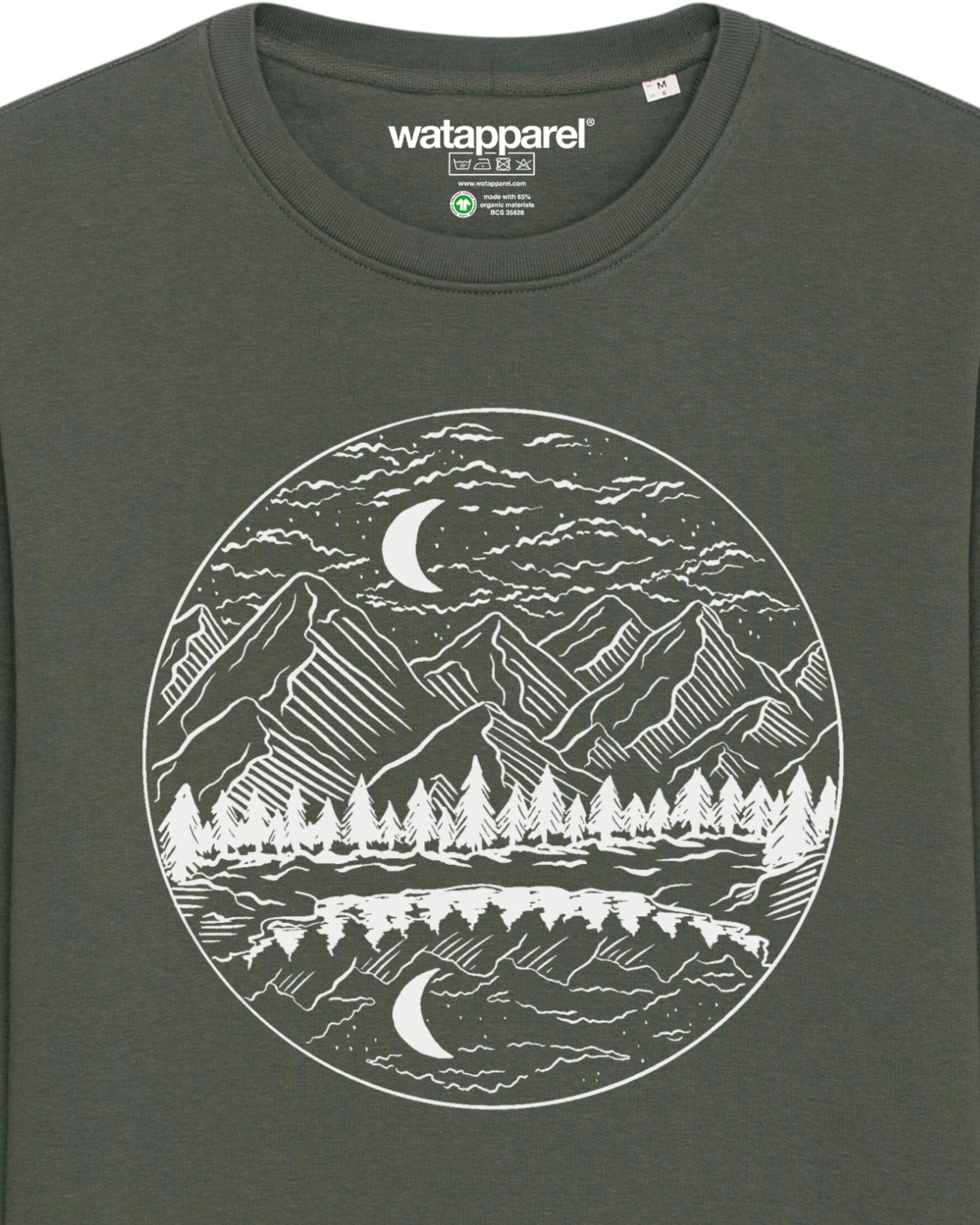 Watapparel Sweatshirt ' Mountains by night ' in Groen
