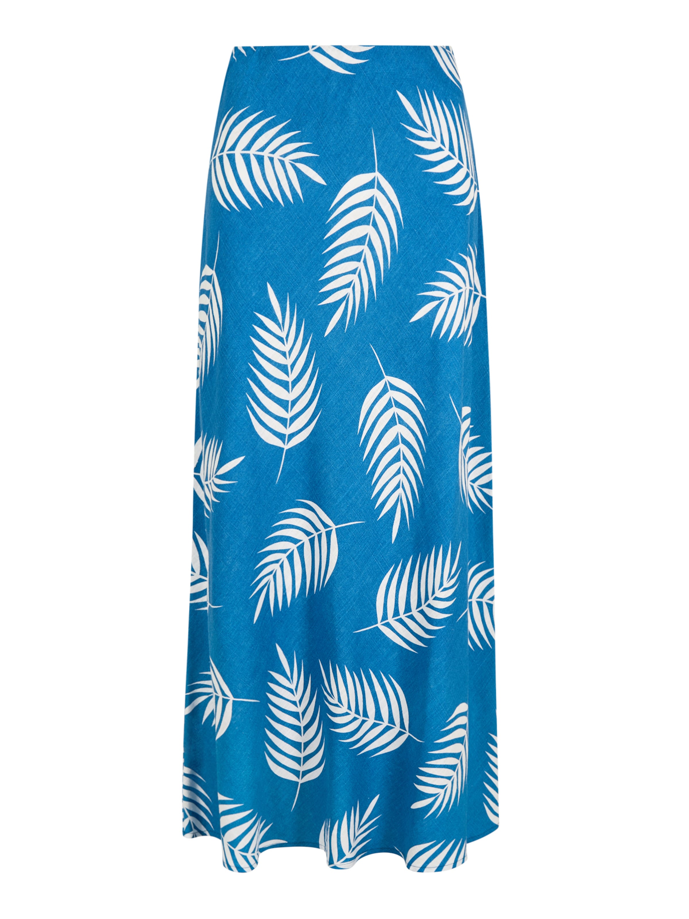 Apricot Tropical Leaf Bias Maxi Skirt ' ' in Blau: Vorderseite