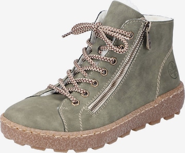 Rieker Lace-Up Ankle Boots in Green: front