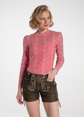 SPIETH & WENSKY Klederdracht blouse 'Ravioli' in Roze: voorkant