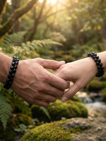 UNIQAL Armband 'SCHWARZER TURMALIN ZWEIREIHIG' in Gemengde kleuren