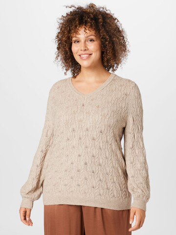 Pull-over 'FIA KATIA' ONLY Carmakoma en marron : devant