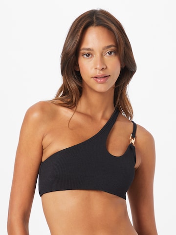 River Island Bralette Bikini Top in Black: front