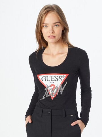 GUESS - Camiseta en negro: frente