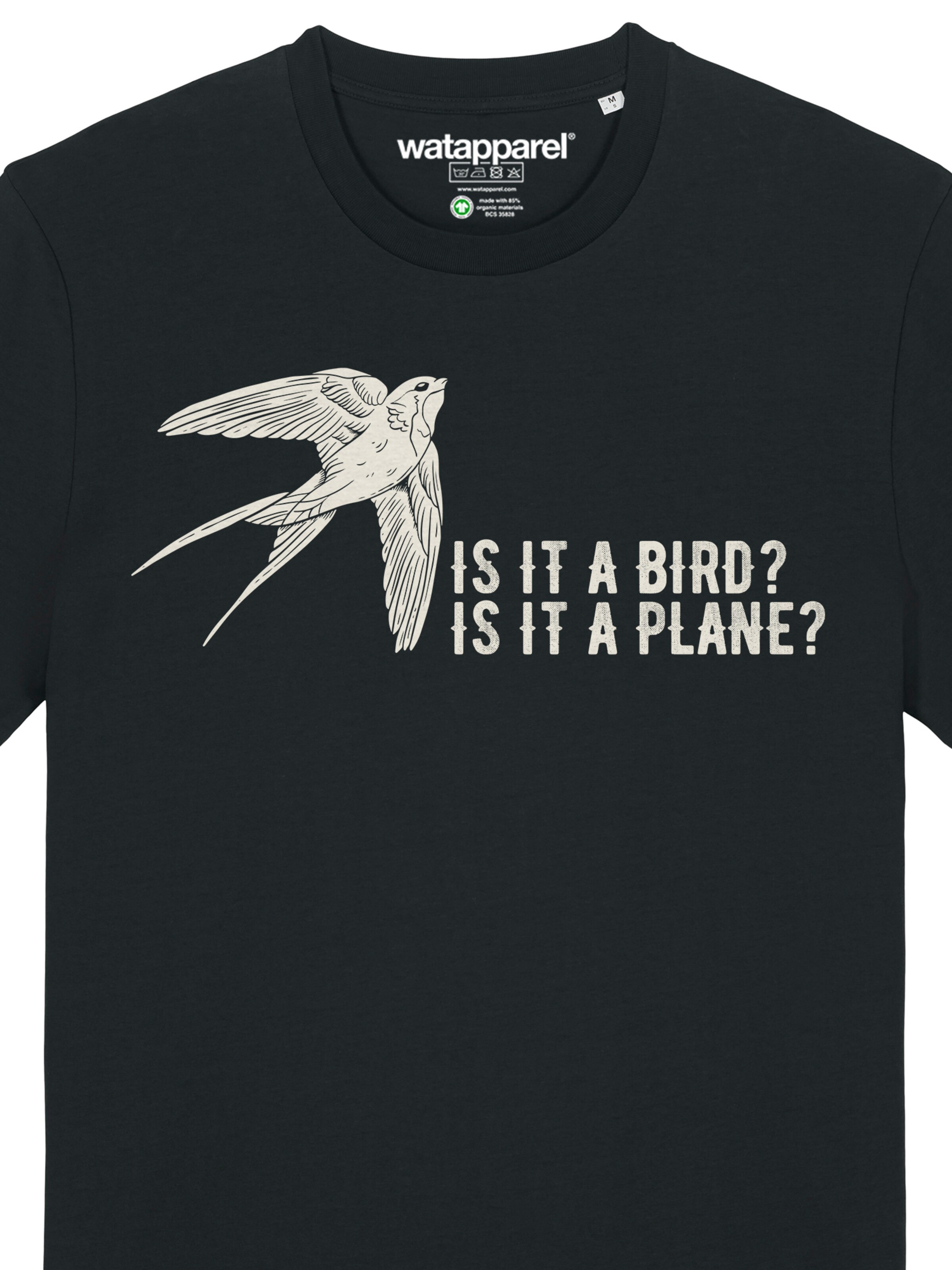 Watapparel T-Shirt 'Is It A Bird' in Schwarz