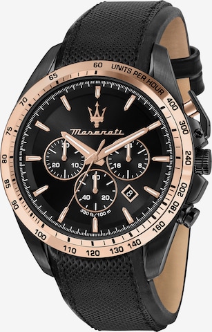 Maserati Uhr 'Traguardo' in Schwarz: predná strana