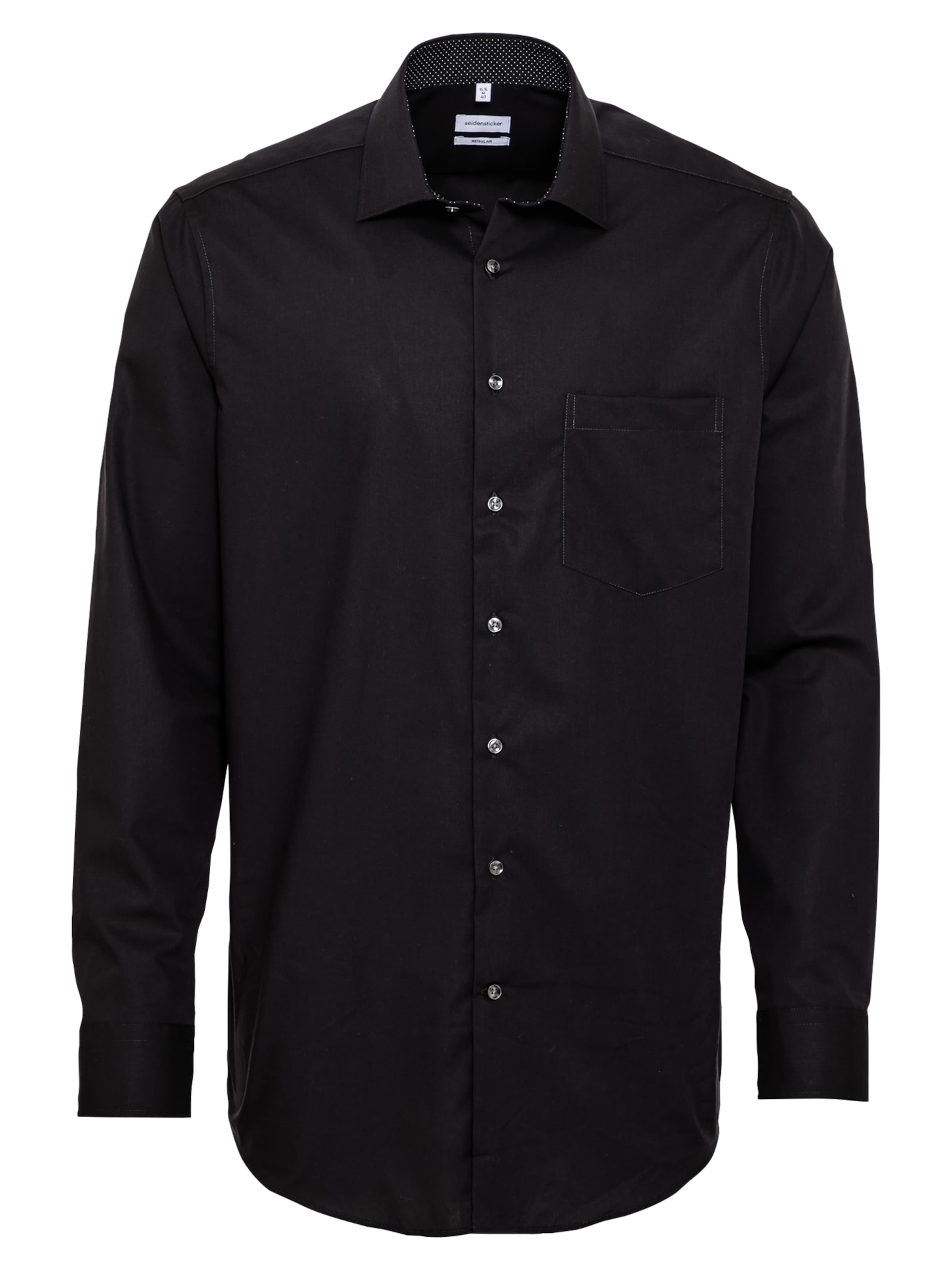 SEIDENSTICKER Regular fit Business shirt in Black: front