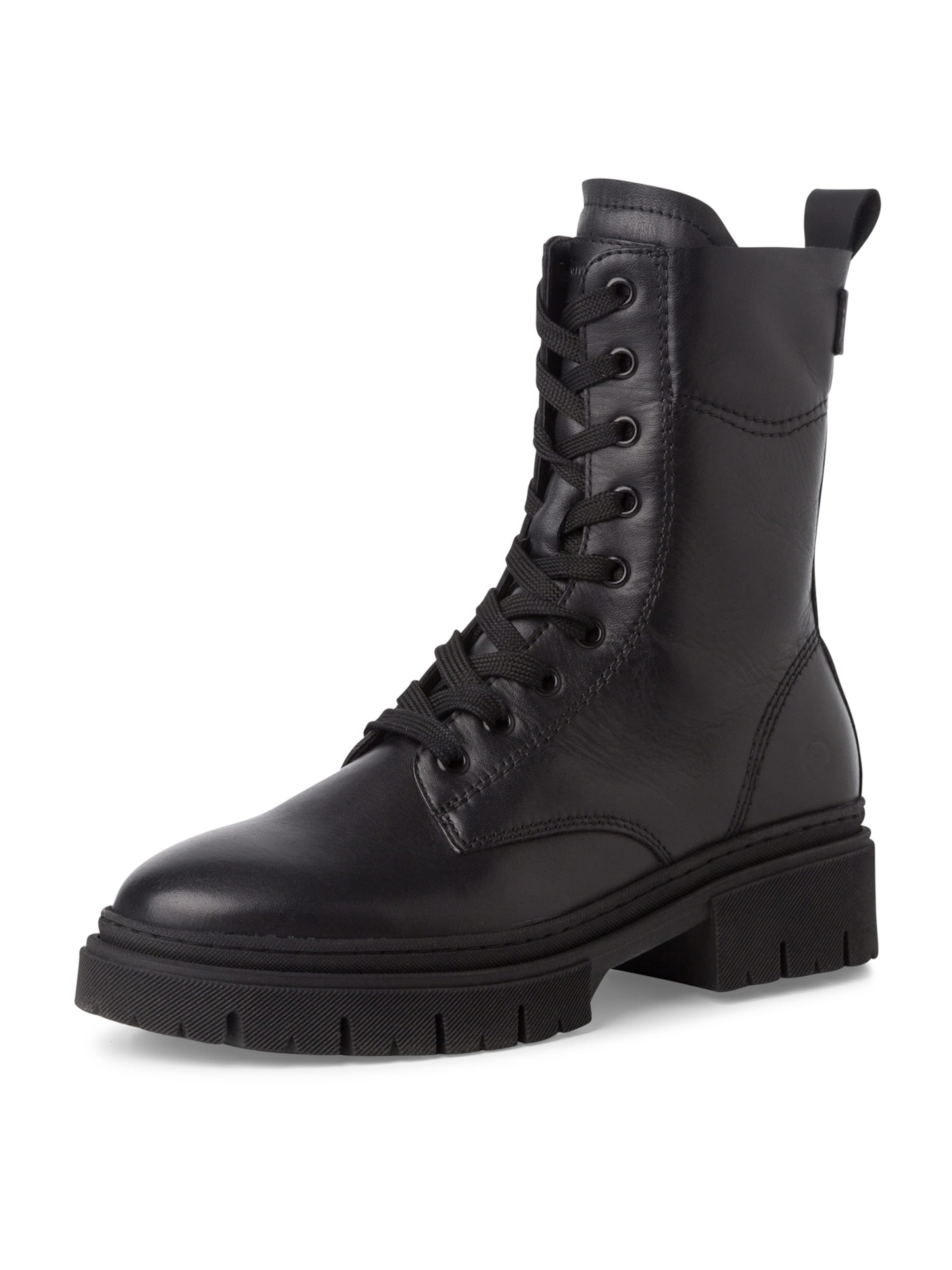 Tamaris Gležnarji z vezalkami | črna barva: sprednja stran