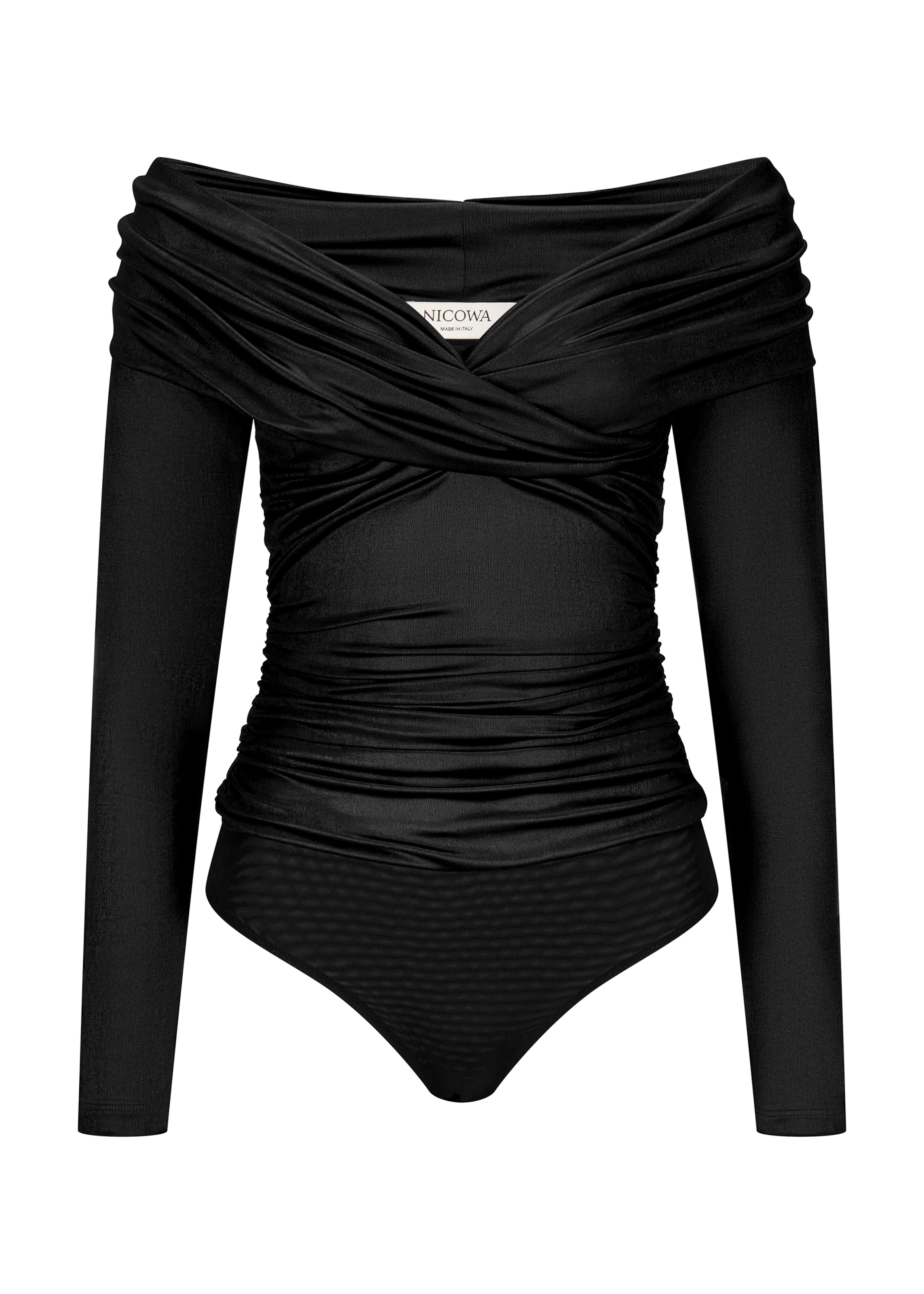 Nicowa Shirt bodysuit in Black: front